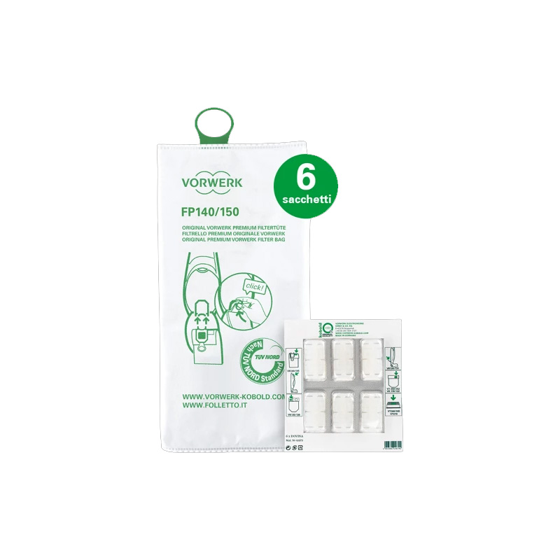 Confezione 18 Sacchetti Folletto Originali Vorwerk 41435 – Per VK140, VK150, FP140, FP150